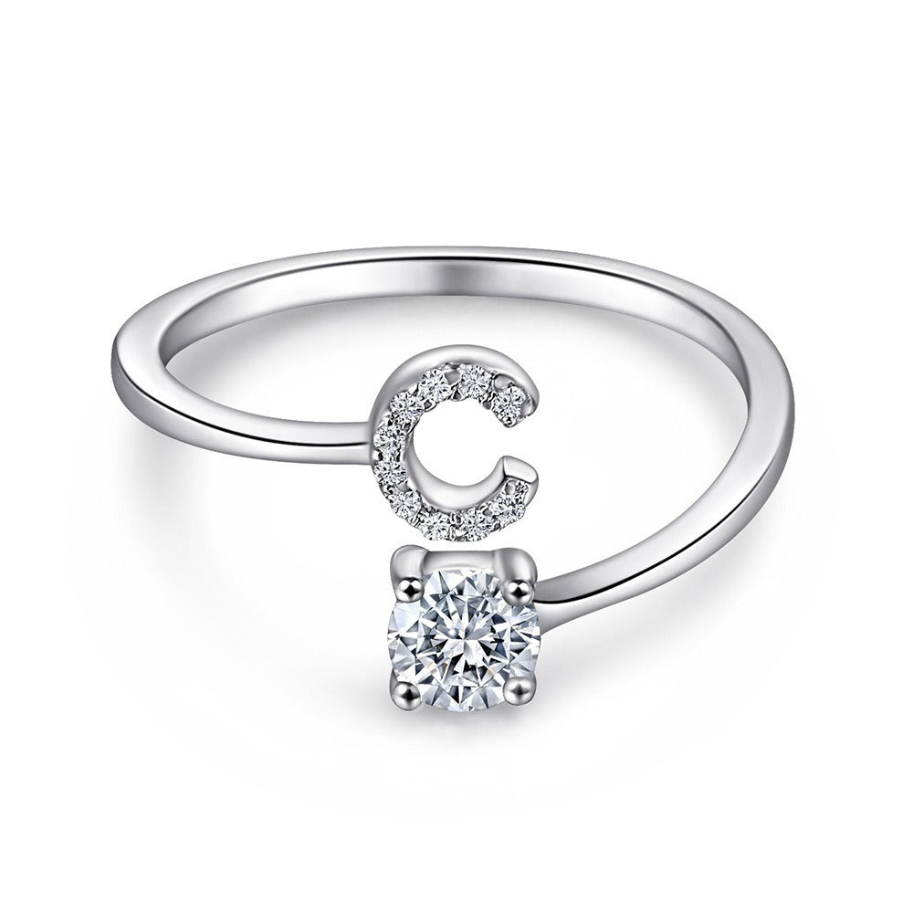 Elegant Initial Sterling Silver Ring