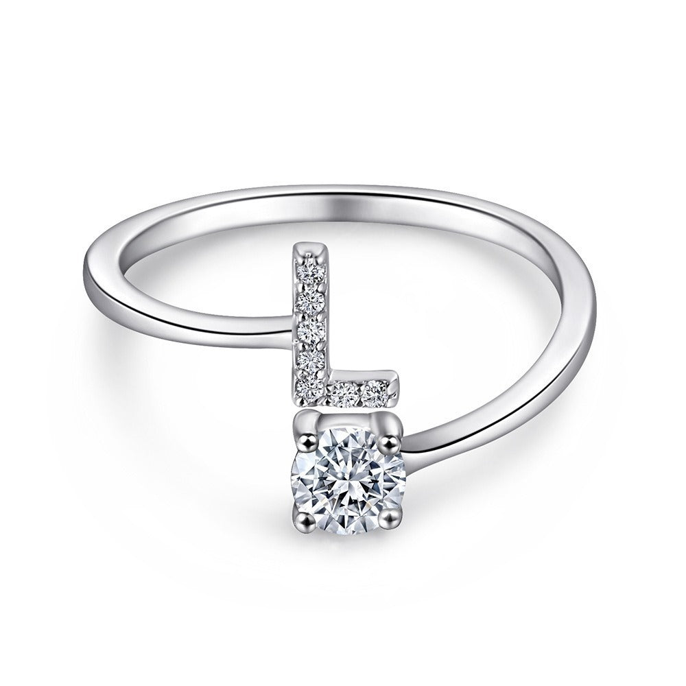 Elegant Initial Sterling Silver Ring