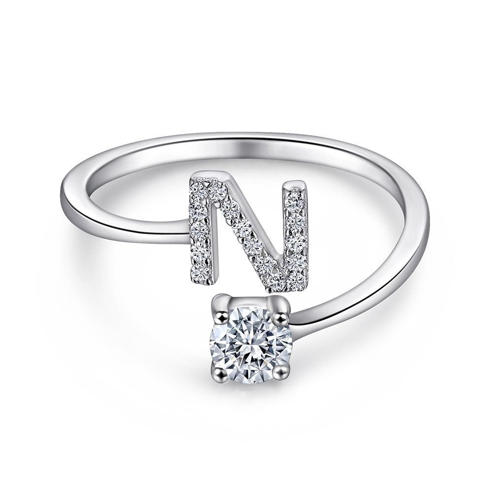 Elegant Initial Sterling Silver Ring