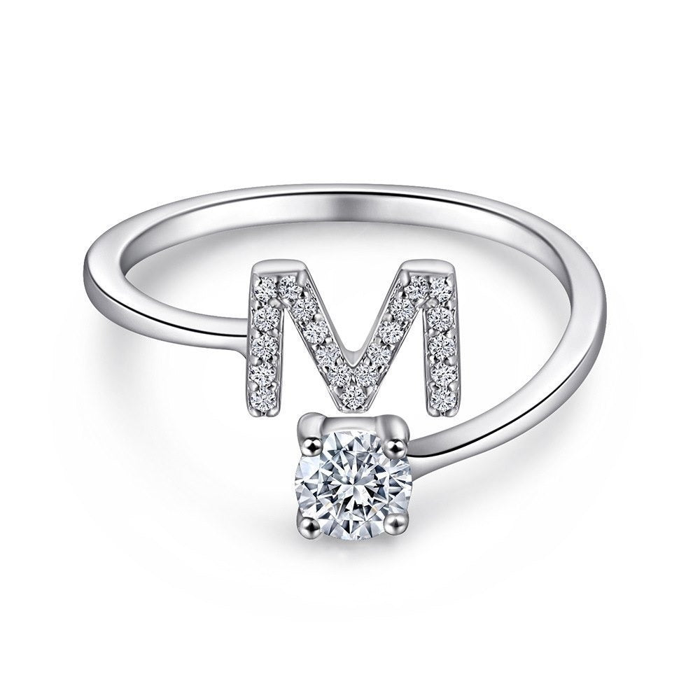 Elegant Initial Sterling Silver Ring