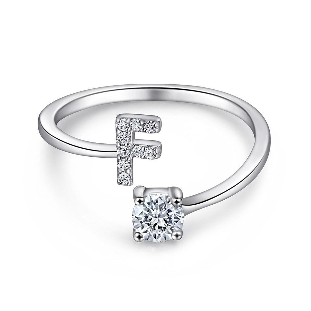 Elegant Initial Sterling Silver Ring