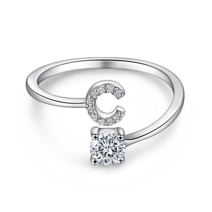 Elegant Initial Sterling Silver Ring