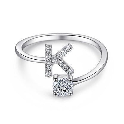 Elegant Initial Sterling Silver Ring