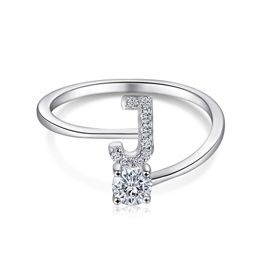 Elegant Initial Sterling Silver Ring