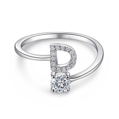 Elegant Initial Sterling Silver Ring