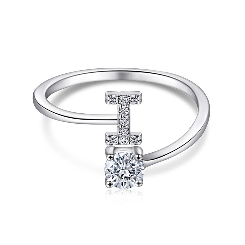 Elegant Initial Sterling Silver Ring