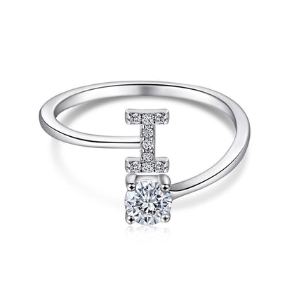 Elegant Initial Sterling Silver Ring