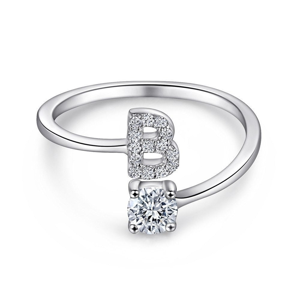 Elegant Initial Sterling Silver Ring