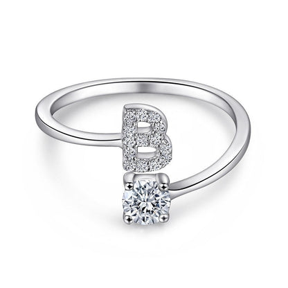 Elegant Initial Sterling Silver Ring