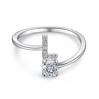 Elegant Initial Sterling Silver Ring