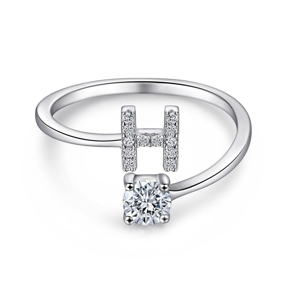 Elegant Initial Sterling Silver Ring