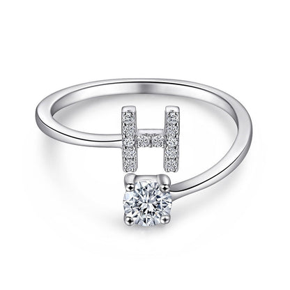 Elegant Initial Sterling Silver Ring