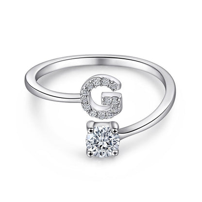 Elegant Initial Sterling Silver Ring