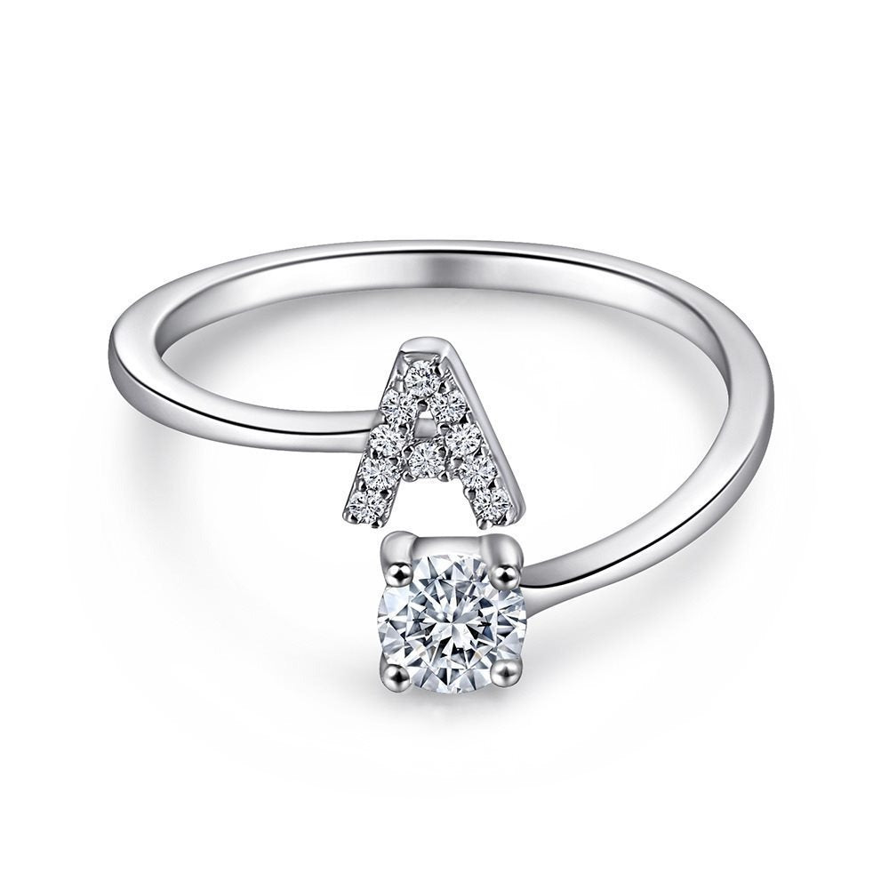 Elegant Initial Sterling Silver Ring