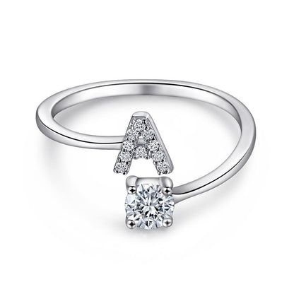 Elegant Initial Sterling Silver Ring