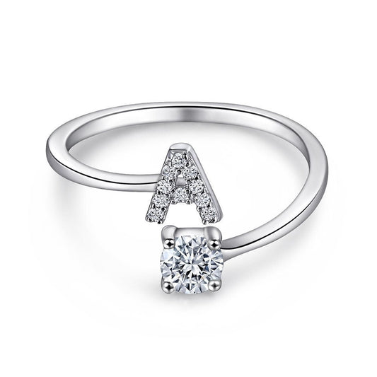 Elegant Initial Sterling Silver Ring