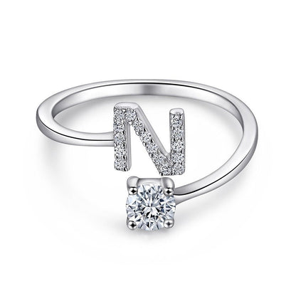 Elegant Initial Sterling Silver Ring