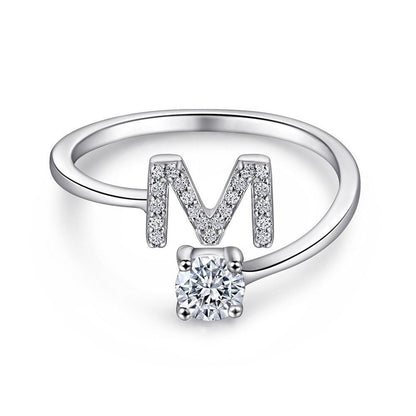 Elegant Initial Sterling Silver Ring