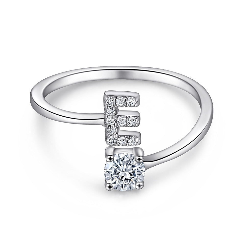 Elegant Initial Sterling Silver Ring