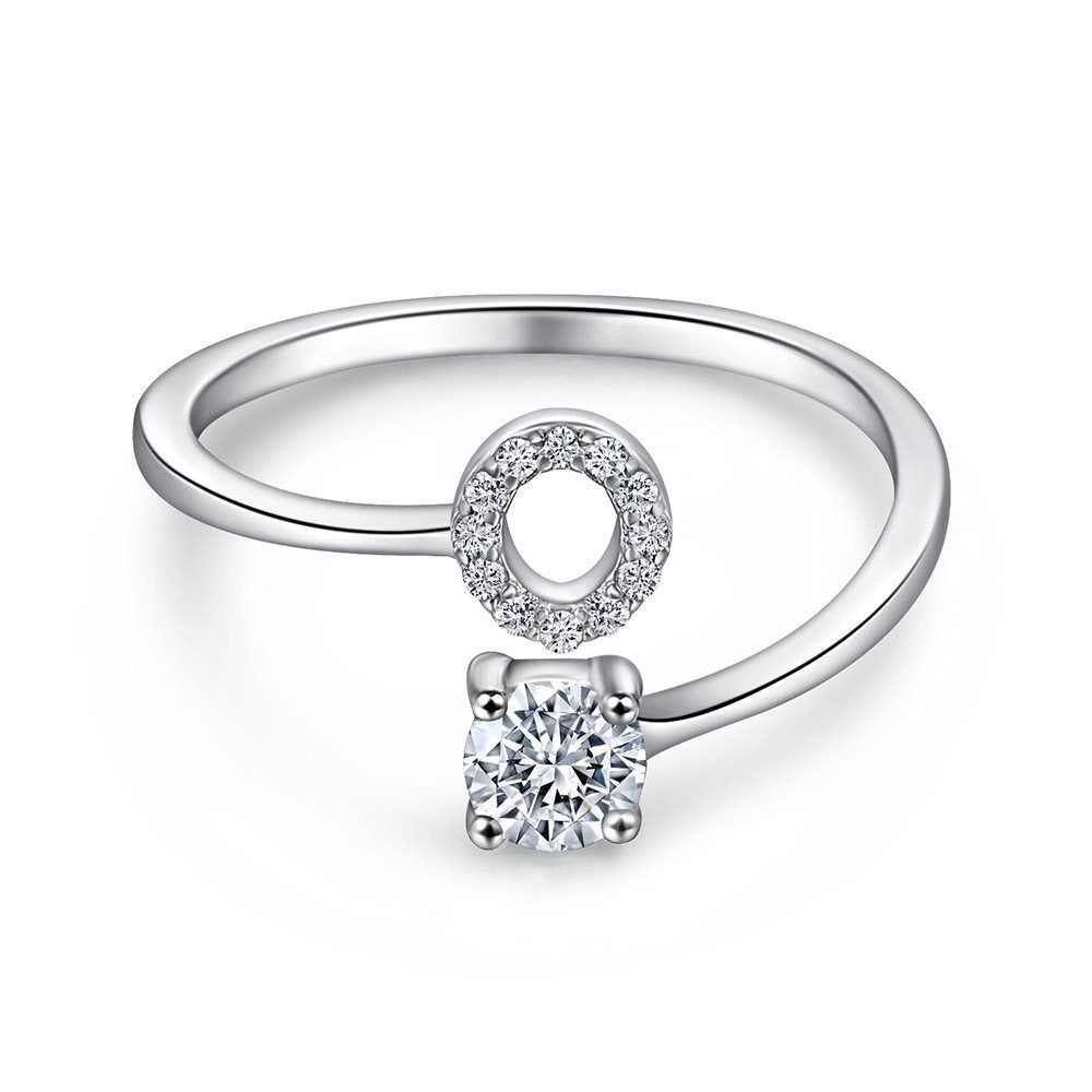 Elegant Initial Sterling Silver Ring