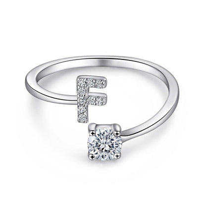 Elegant Initial Sterling Silver Ring